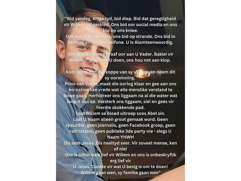 Gebedsbyeenkoms vir Willem Kruger Middelburg Observer