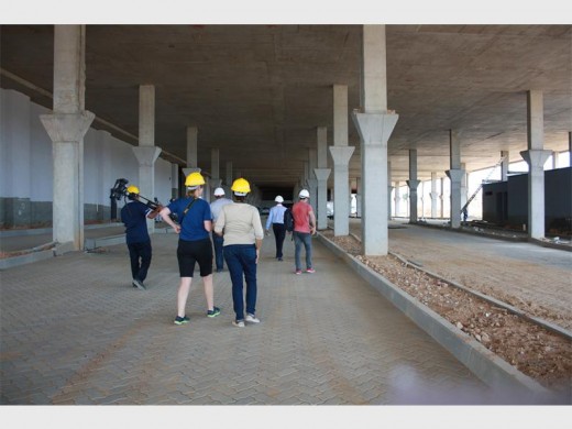 Journalists take a stroll in the taxi rank section of the Alex Mall. Picture: Alex News