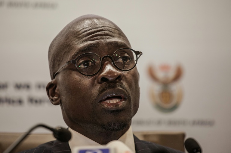 South Africa's Finance Minister Malusi Gigaba briefs the press in Pretoria on April 1, 2017