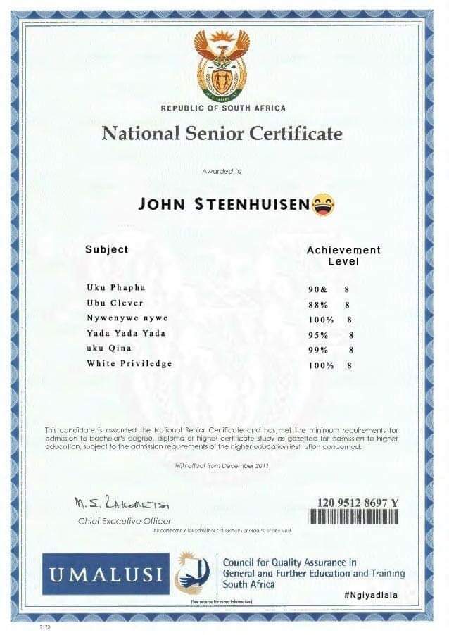 John Steenhuisen S Matric Certificate Emerges The Citizen