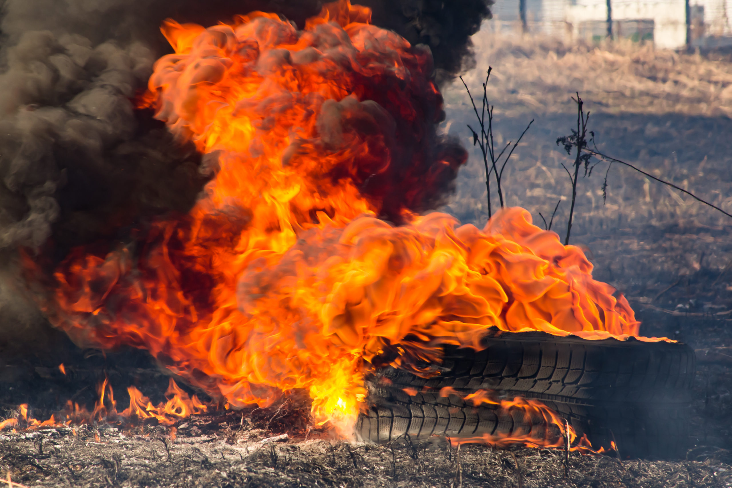 Burning tyre