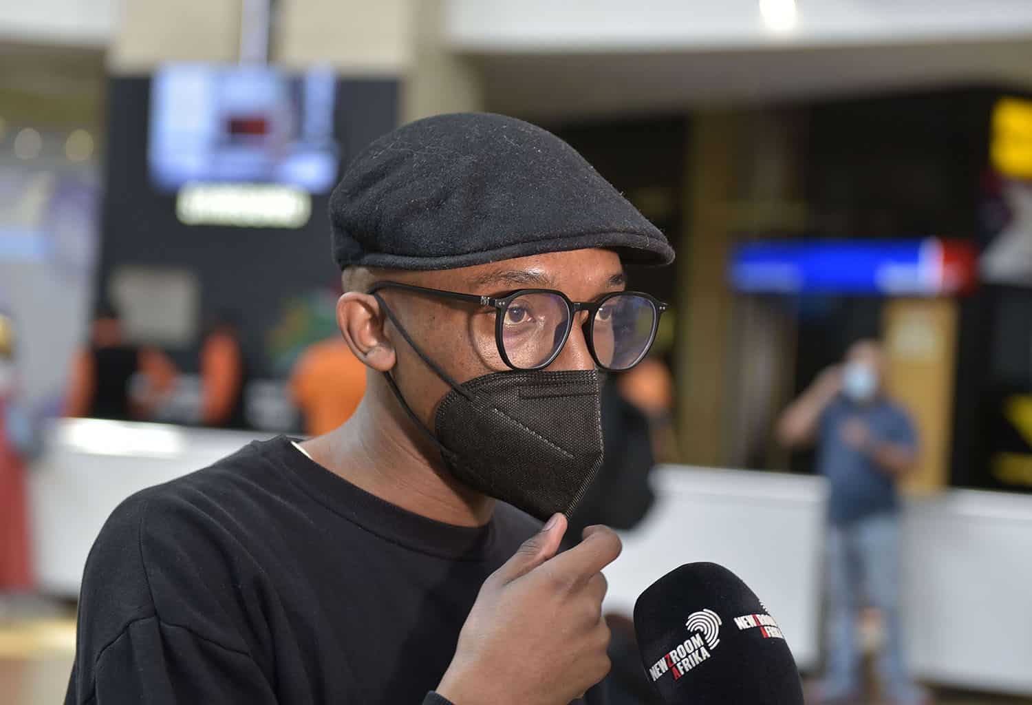 Koane Molefe speaks to media at OR Tambo international airport upon return to South Africa after being in Ukraine when the war broke out, 7 March 2022. Picture: Neil McCartney
