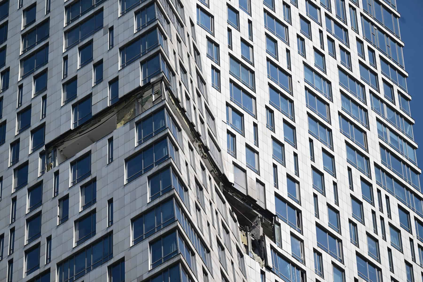 Drone hits high-rise building in Moscow