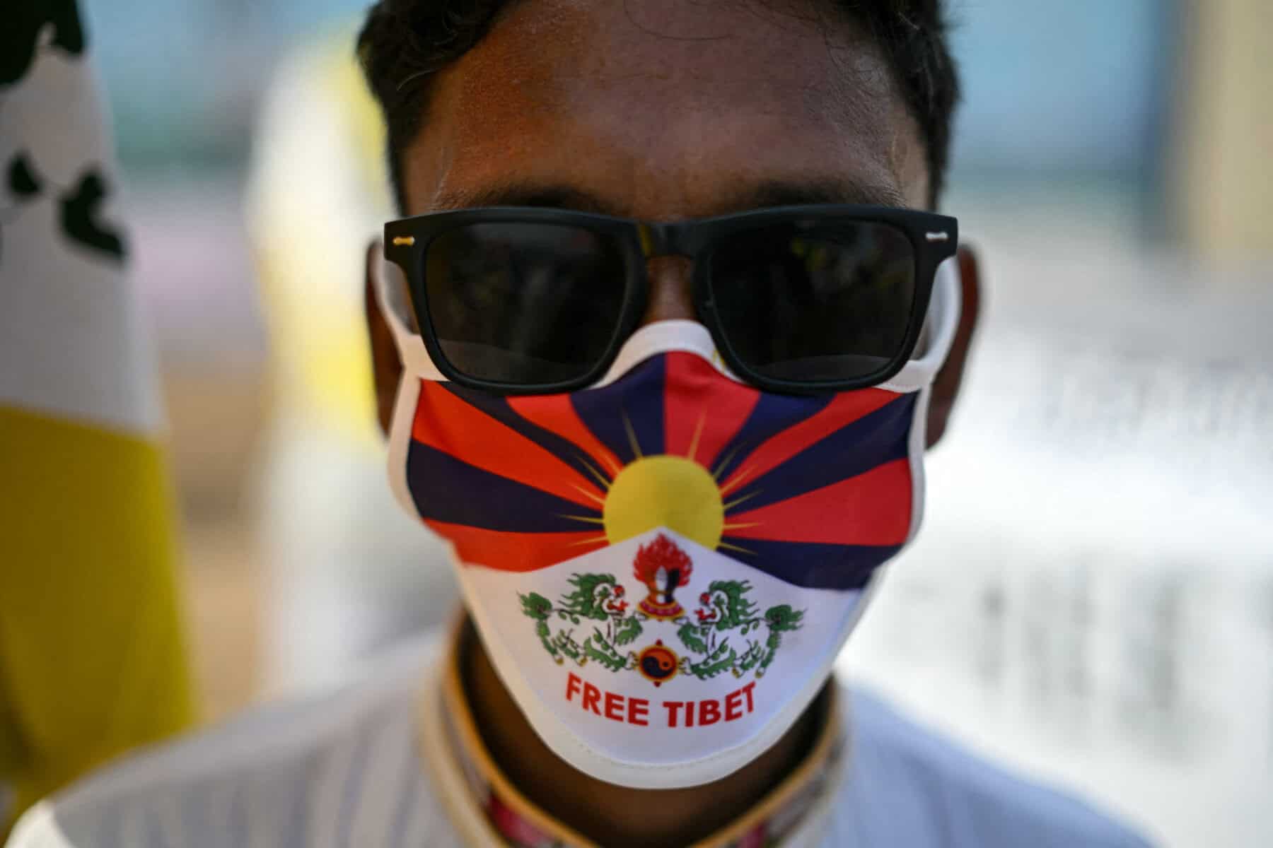 Tibetans take part in a peace march protesting China's law on "Promoting Ethnic Unity and Progress", in Chennai on August 2, 2026. (Photo by R. Satish BABU / AFP)