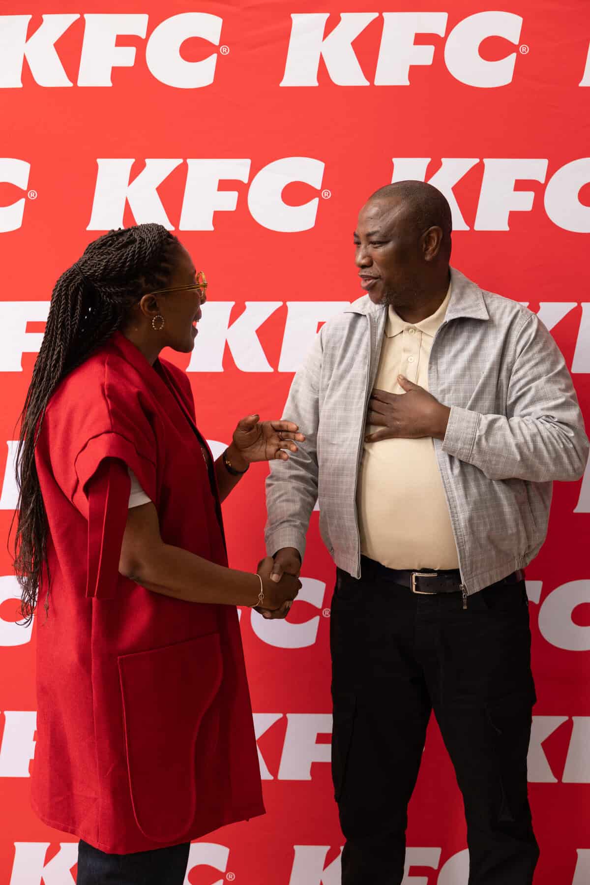 Hloni Mohope, Chief Marketing Officer, KFC Africa and Musa Mseleku. Picture: Supplied